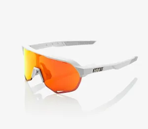 100% Percent Cycling S2 Sunglasses - Matte Off White - HiPER Red Multilayer Mirror Lens