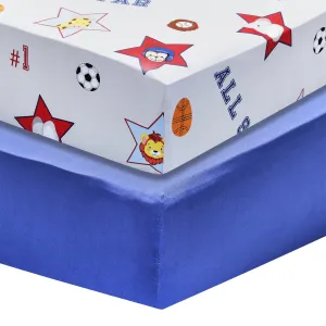 2 Pack Fitted Boys Crib Sheets - Jungle Sports/Blue