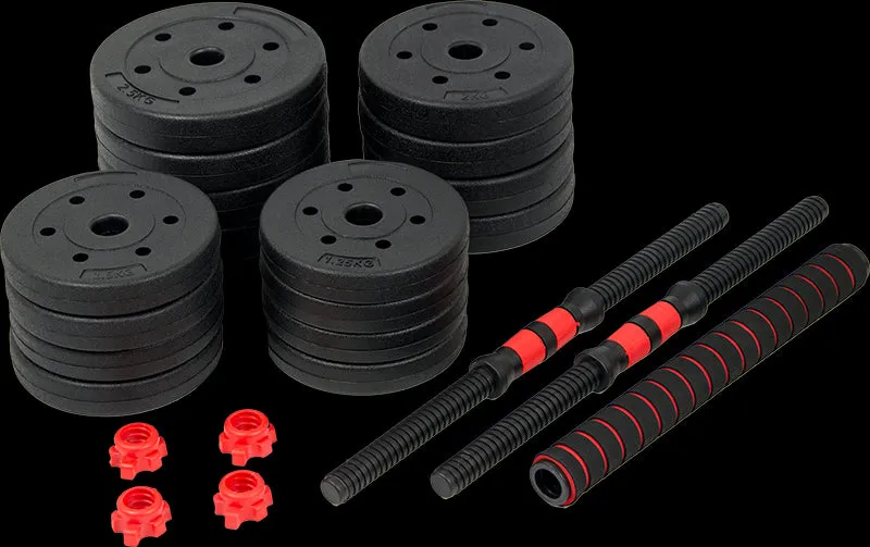 30kg Adjustable Rubber Dumbbell Barbell Set with Ergonomic Grip