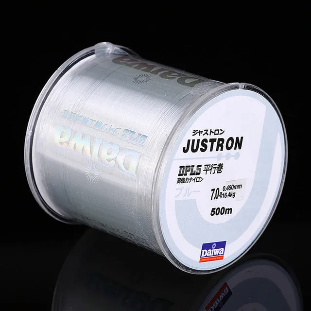 500m Super Strong Daiwa Justron Nylon Fishing Line 2LB - 40LB 7 Colors Japan Monofilament Main Line For Carp & Match Fishing