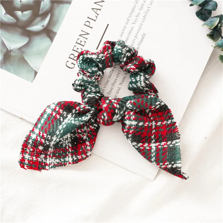 5pcs Hair Ties Christmas Rabbit Ears Hair Ring for Women and Girl