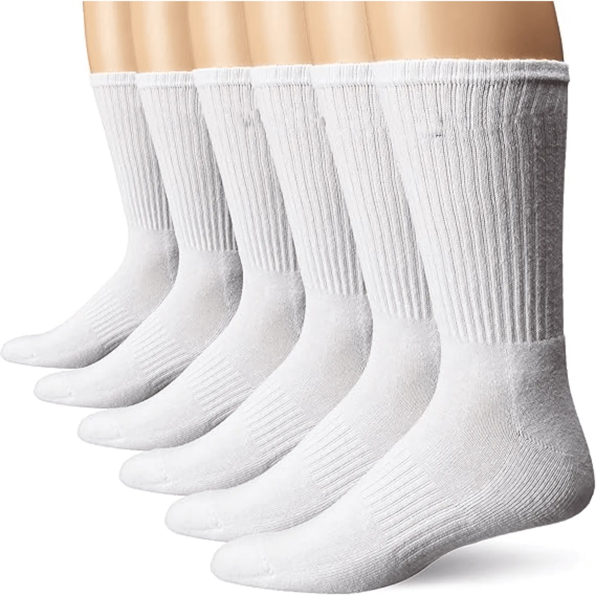 6 Pairs Cushioned Crew Socks Set