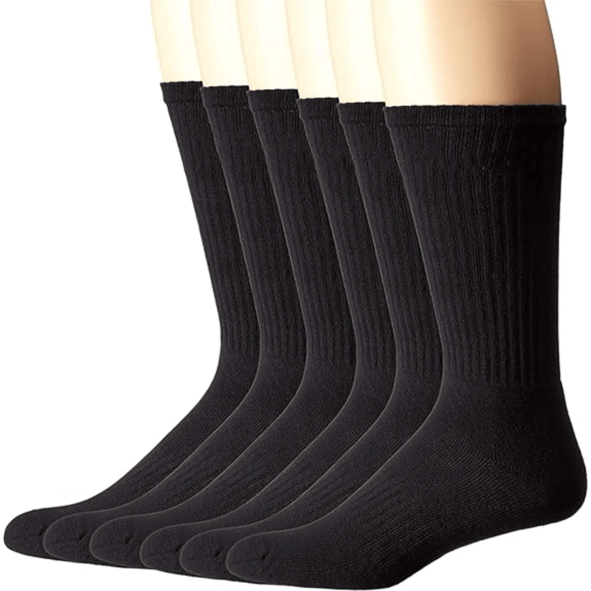 6 Pairs Cushioned Crew Socks Set