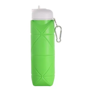 600ml Food Class Silicone Folding Outdoor Water Cup Portable Cycling Water Bottle(Green)