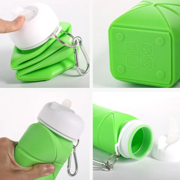 600ml Food Class Silicone Folding Outdoor Water Cup Portable Cycling Water Bottle(Green)