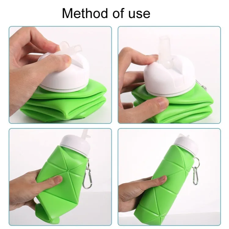 600ml Food Class Silicone Folding Outdoor Water Cup Portable Cycling Water Bottle(Green)