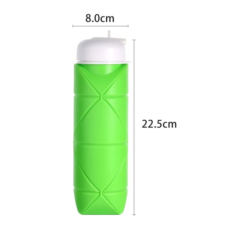 600ml Food Class Silicone Folding Outdoor Water Cup Portable Cycling Water Bottle(Green)