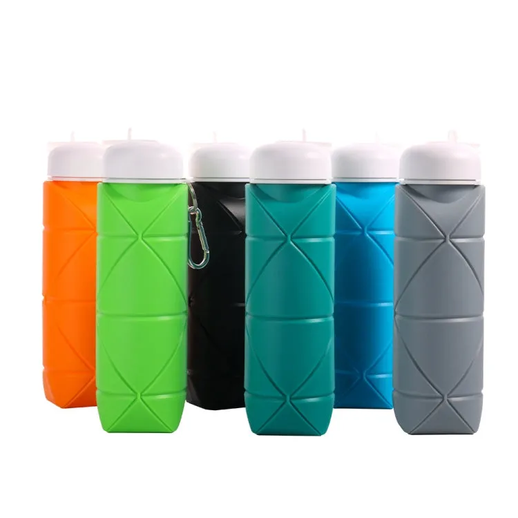 600ml Food Class Silicone Folding Outdoor Water Cup Portable Cycling Water Bottle(Green)