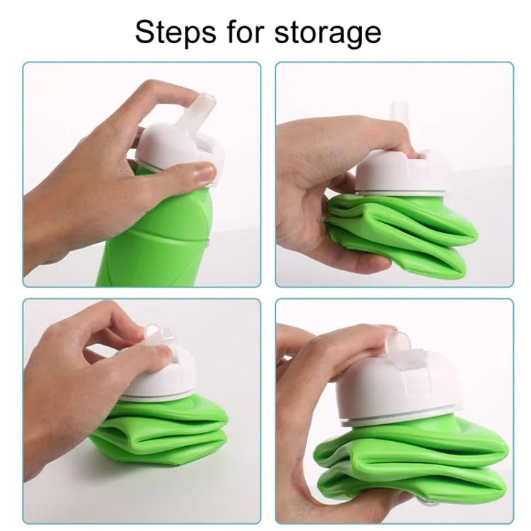 600ml Food Class Silicone Folding Outdoor Water Cup Portable Cycling Water Bottle(Green)