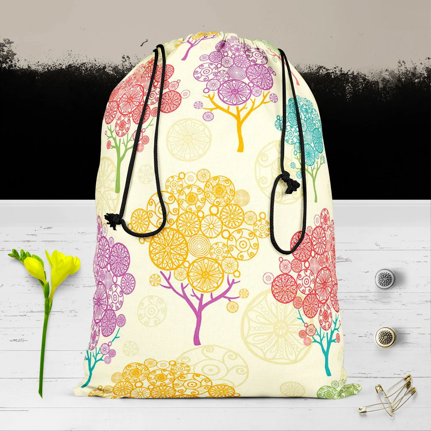 Abstract Trees Reusable Sack Bag | Bag for Gym, Storage, Vegetable & Travel