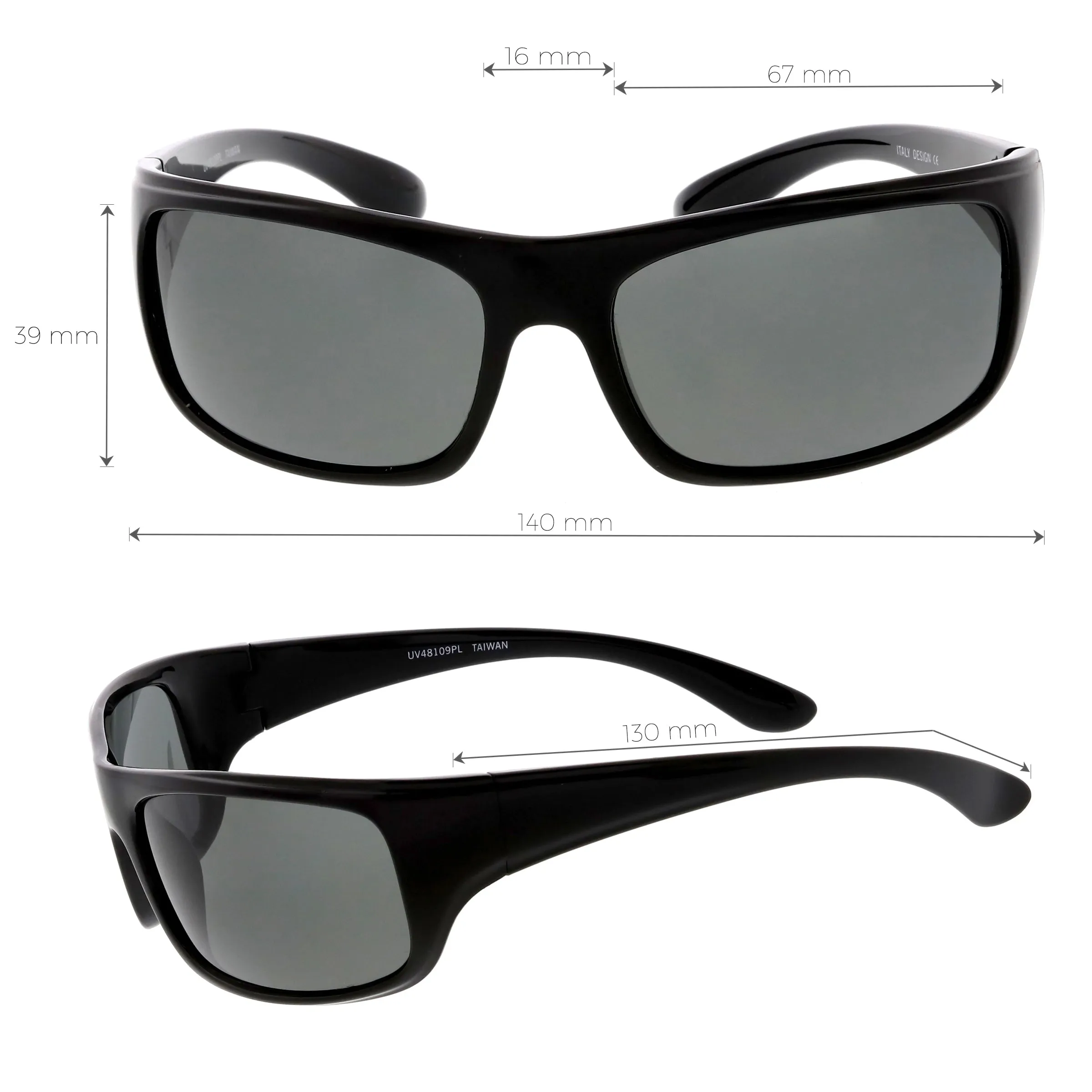 Active Lifestyle Polarized Lens Sports Wrap Rectangle Sunglasses C903