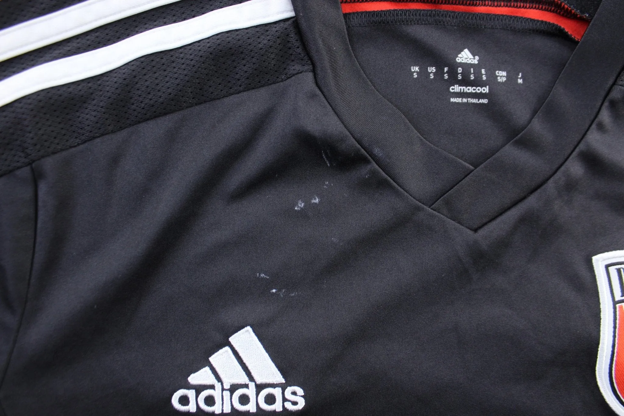 Adidas Embroidered Logo D.C. United Black & White Striped Soccer Jersey