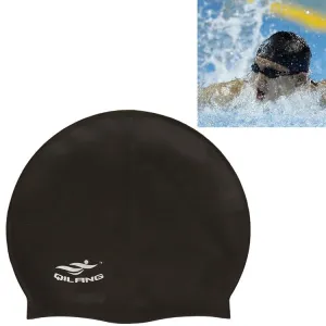 Adult Solid Color Waterproof Silicone Swimming Cap(Black)