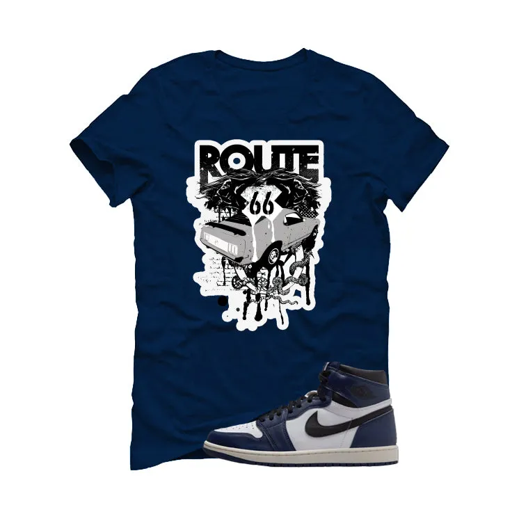 Air Jordan 1 High OG Midnight Navy Navy Blue T-Shirt (Route 66 Vintage car)| illcurrency