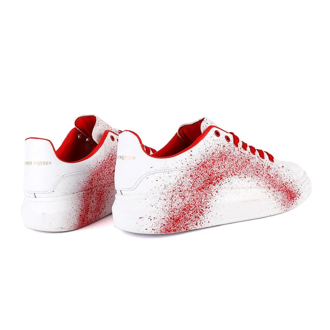 ALEXANDER MCQUEEN Chunky Red Spray Paint White Sneakers