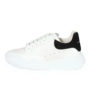 Alexander McQueen Wmns Oversized Court Trainer White Black Suede