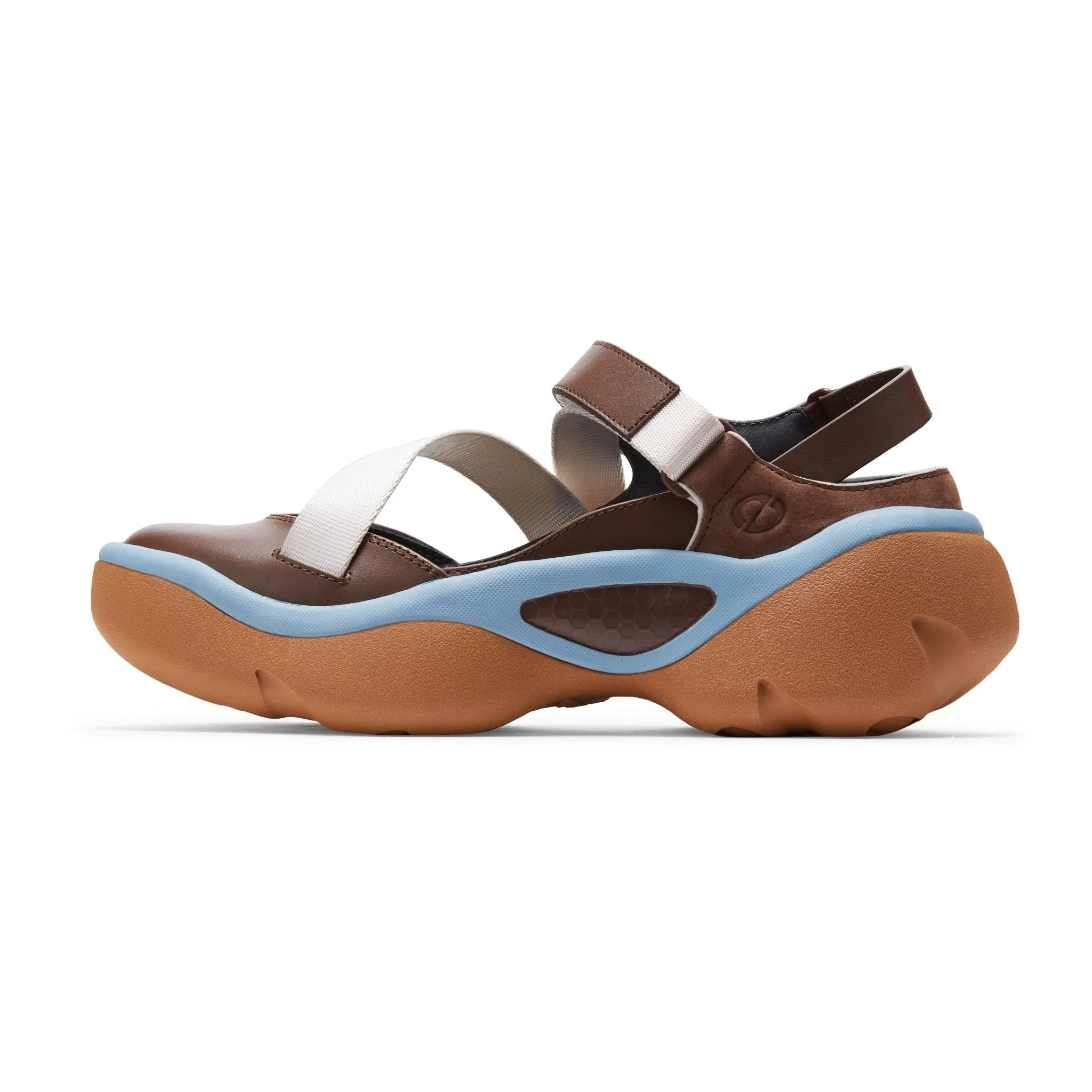 Asymmetrical Shaped Thick-soled Sports Sandals in Brown