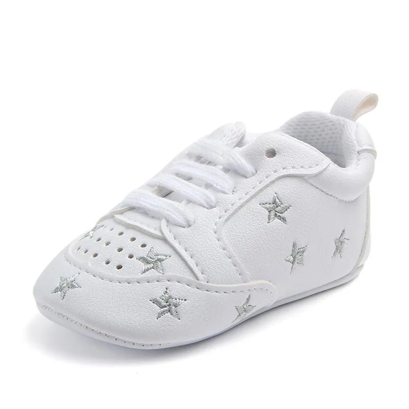 Baby Five Star Embroidered Sports White Shoes