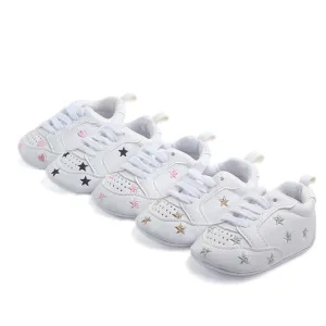 Baby Five Star Embroidered Sports White Shoes