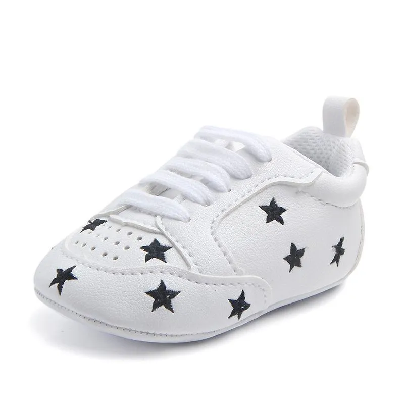 Baby Five Star Embroidered Sports White Shoes