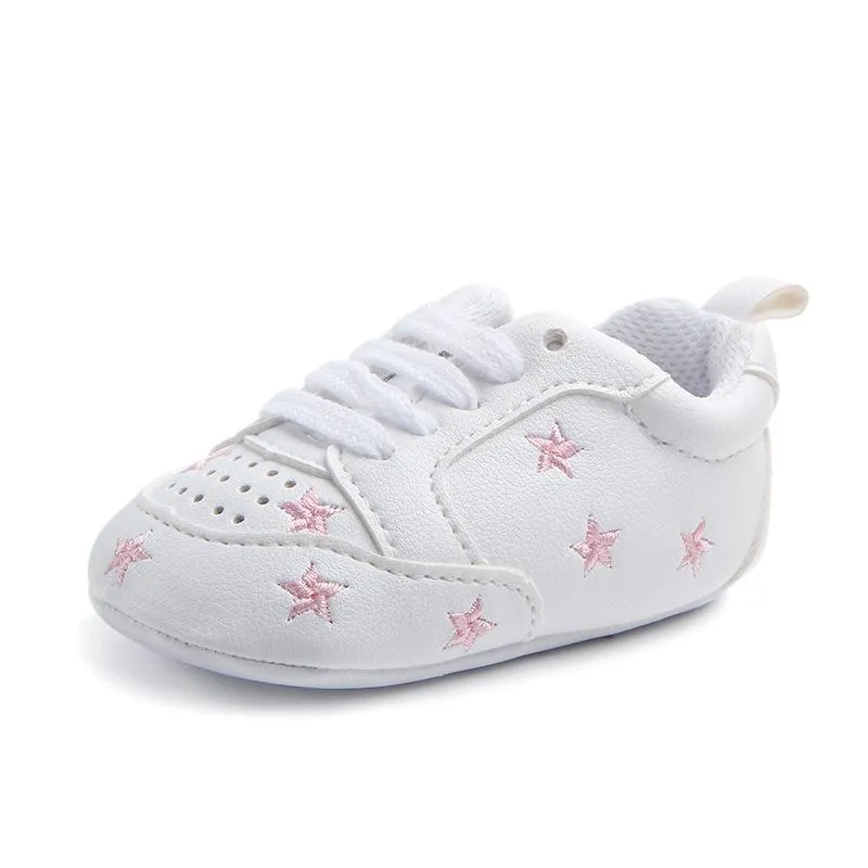 Baby Five Star Embroidered Sports White Shoes