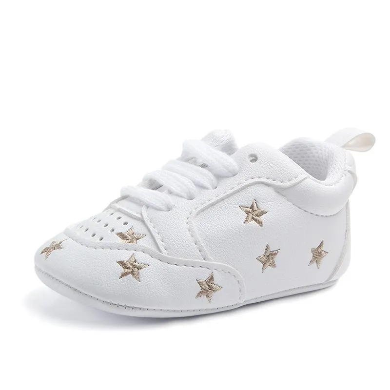 Baby Five Star Embroidered Sports White Shoes