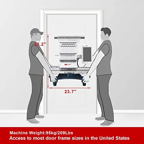 BAi THE MIRROR 2024 Ultra Embroidery Machine 20x14" Embroidery Area with 15 Needles, 1200SPM Max Speed Multi Needle Commercial Embroidery Machine for 3D Hats Clothing, Wifi Available 10" Touch Screen