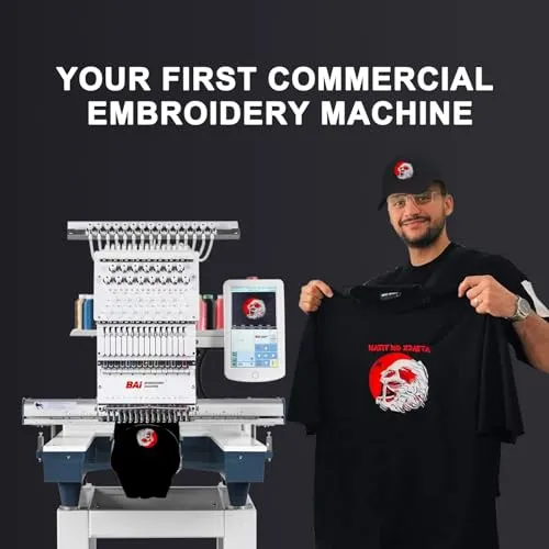 BAi THE MIRROR 2024 Ultra Embroidery Machine 20x14" Embroidery Area with 15 Needles, 1200SPM Max Speed Multi Needle Commercial Embroidery Machine for 3D Hats Clothing, Wifi Available 10" Touch Screen