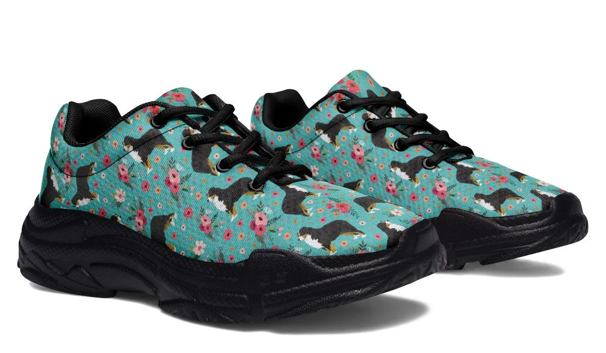 Bernese Mountain Dog Flower Chunky Sneakers