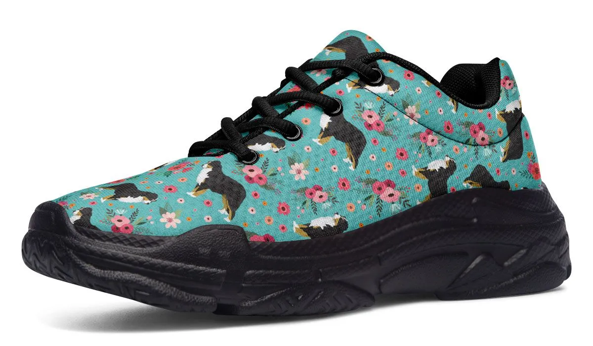 Bernese Mountain Dog Flower Chunky Sneakers