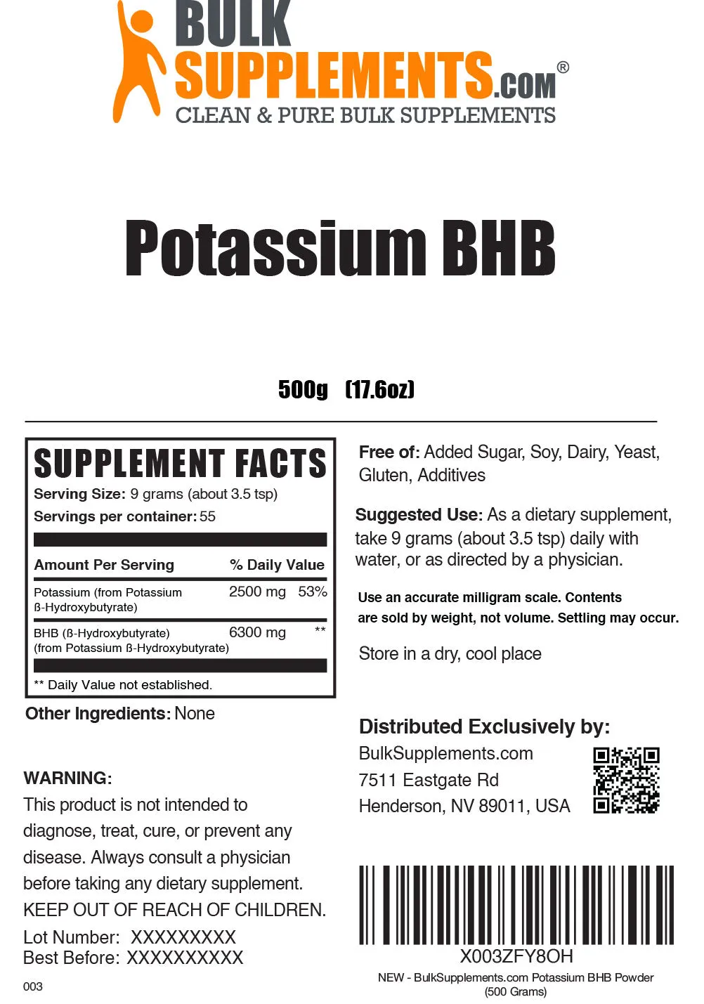 BHB Beta-hydroxybutyrate (Potassium) Powder