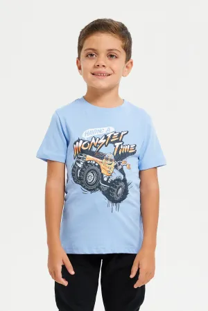 Boys Blue Monster Time Graphic T-Shirt