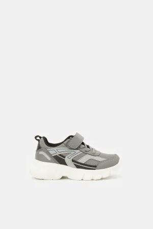 Boys Grey Fabric Block Chunky Sneaker