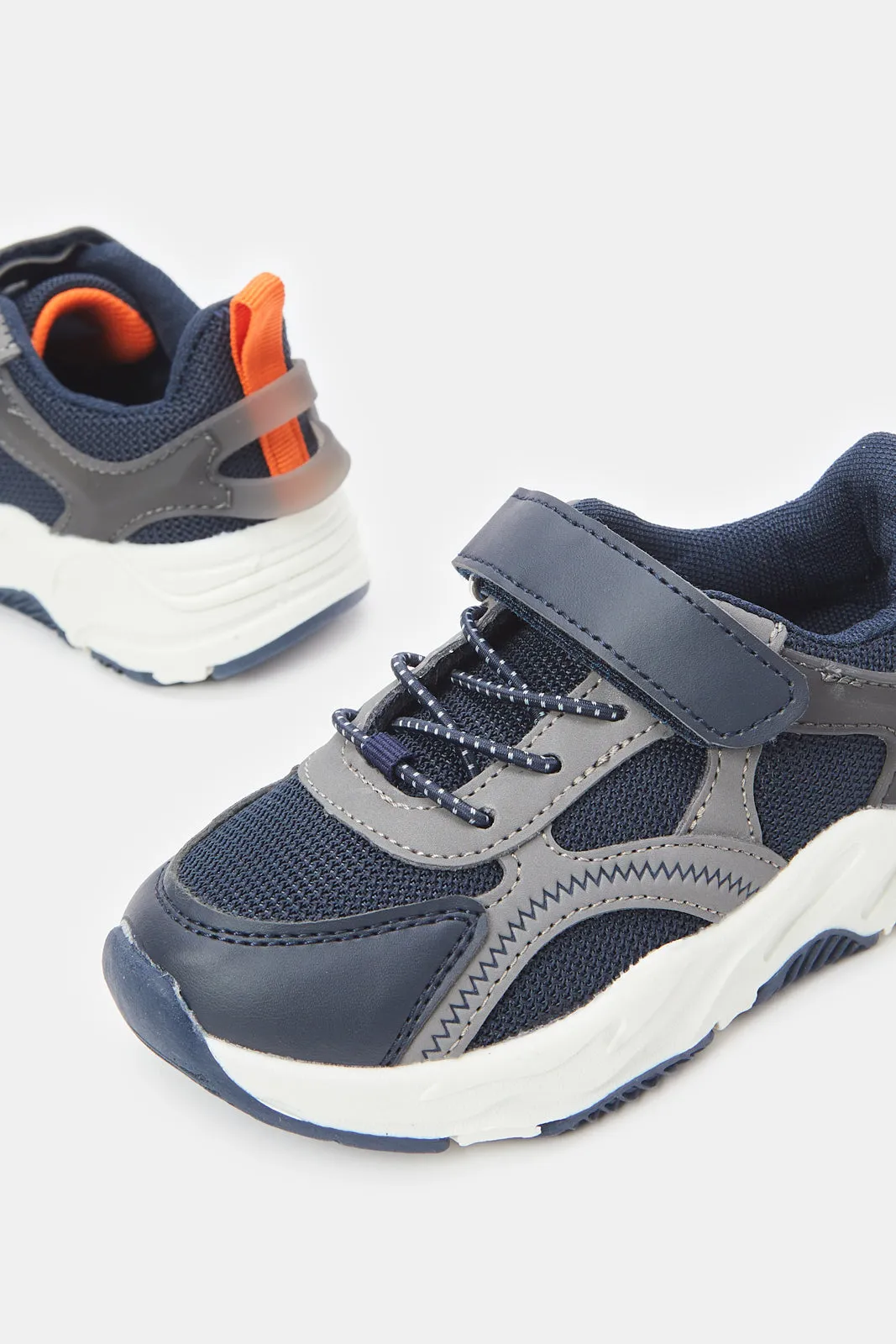 Boys Navy Colour Block Trainer