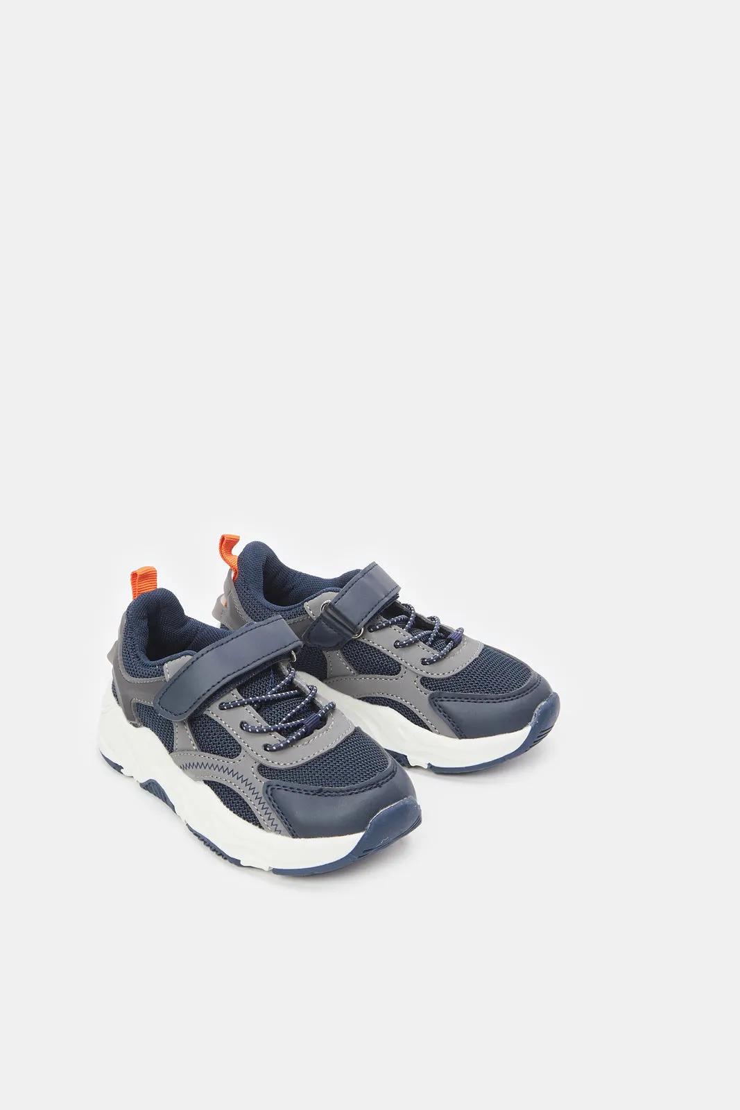 Boys Navy Colour Block Trainer