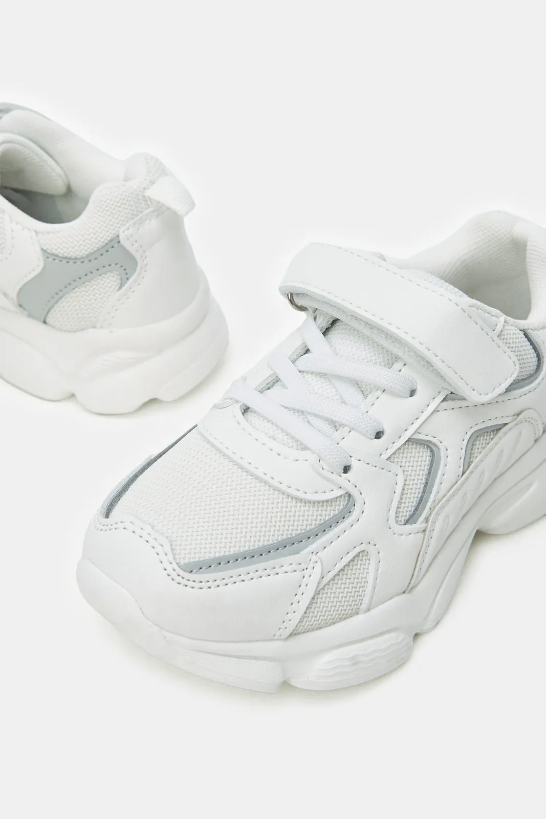 Boys White Color Block Chunky Trainer