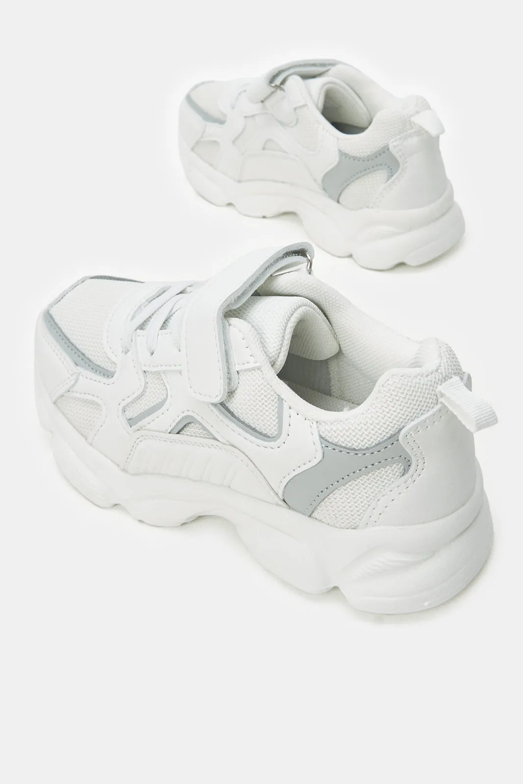 Boys White Color Block Chunky Trainer