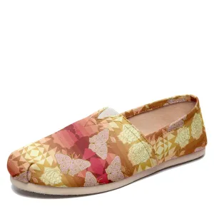 Butterfly and Roses on Geometric Slip On