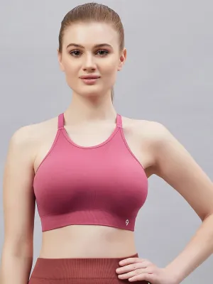 C9 Airwear Cross Back Seamless Full Coverage Sport Bra for women - Pink