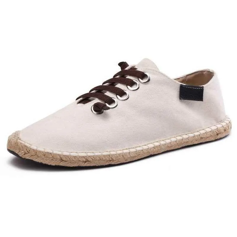 Canvas Men's Casual Shoes 2021 Flat Footwear Breathable Hemp Lazy Cool Young Man Shoes