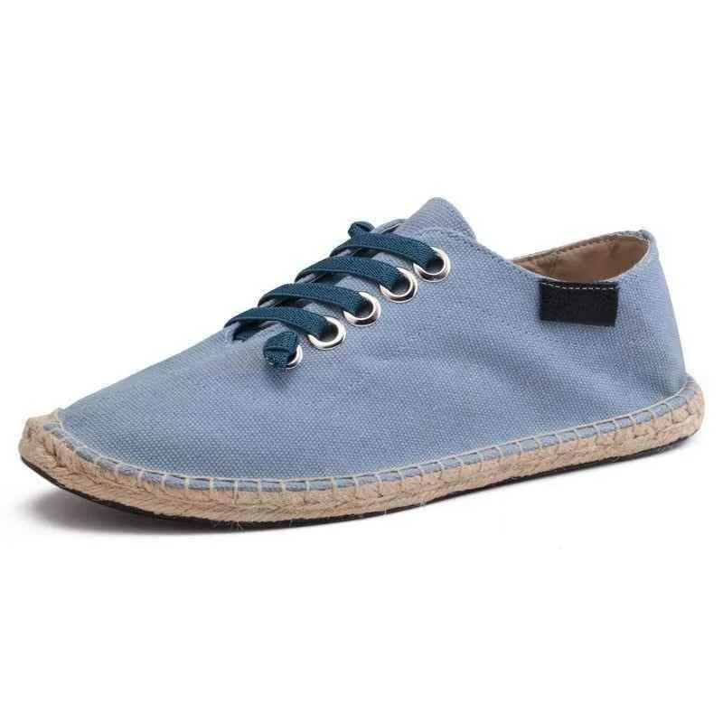 Canvas Men's Casual Shoes 2021 Flat Footwear Breathable Hemp Lazy Cool Young Man Shoes