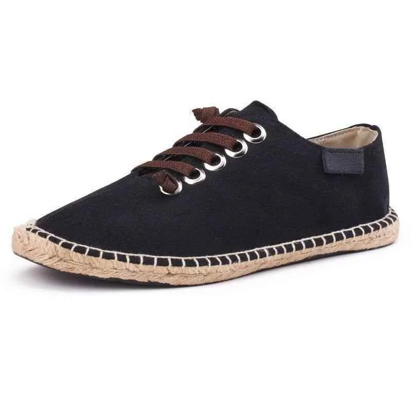 Canvas Men's Casual Shoes 2021 Flat Footwear Breathable Hemp Lazy Cool Young Man Shoes