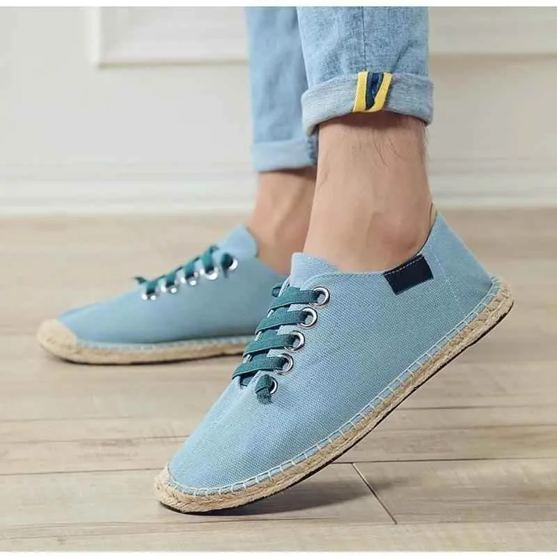 Canvas Men's Casual Shoes 2021 Flat Footwear Breathable Hemp Lazy Cool Young Man Shoes