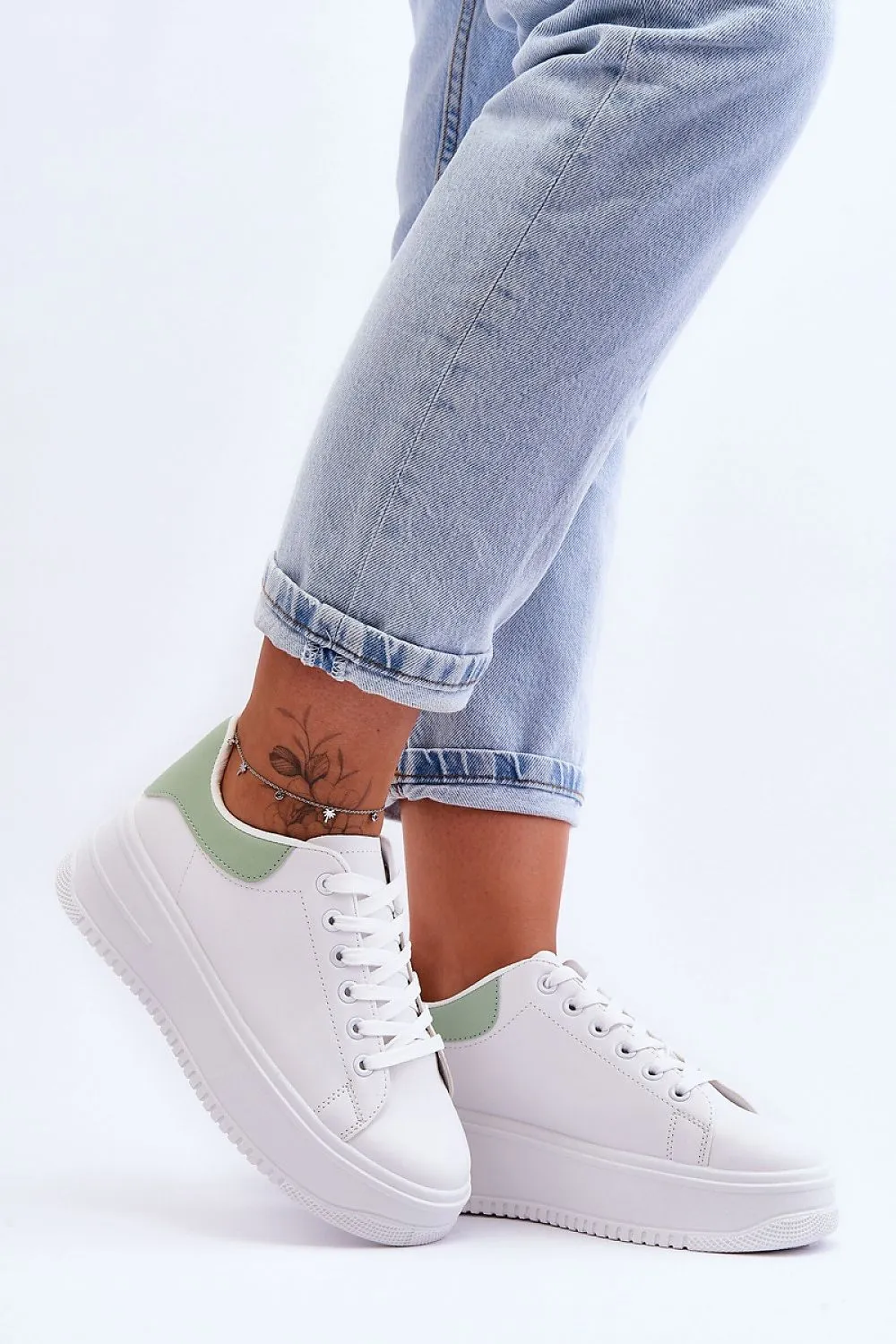 Classic Eco Leather White Green Sneakers