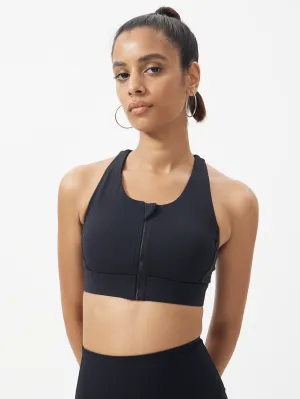 Coal Front Zip Sports Bra