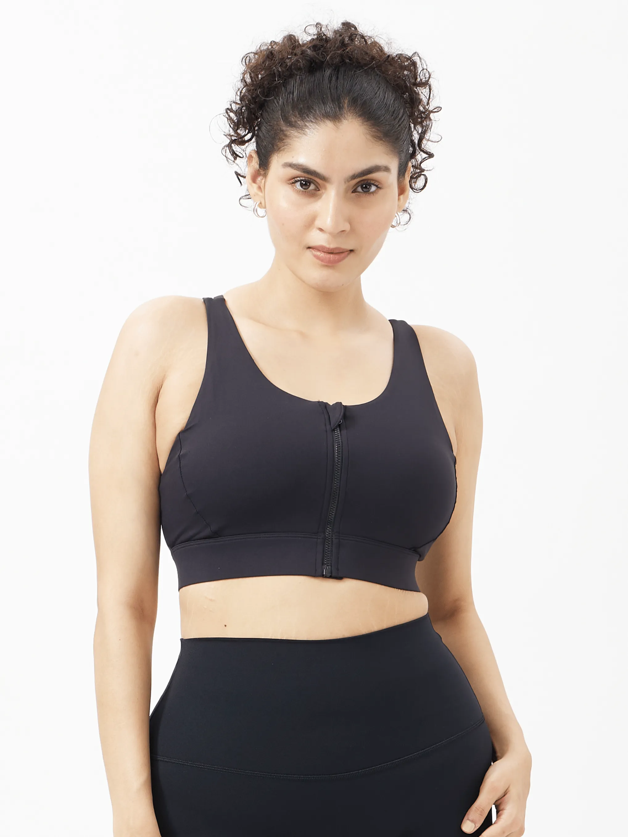 Coal Front Zip Sports Bra