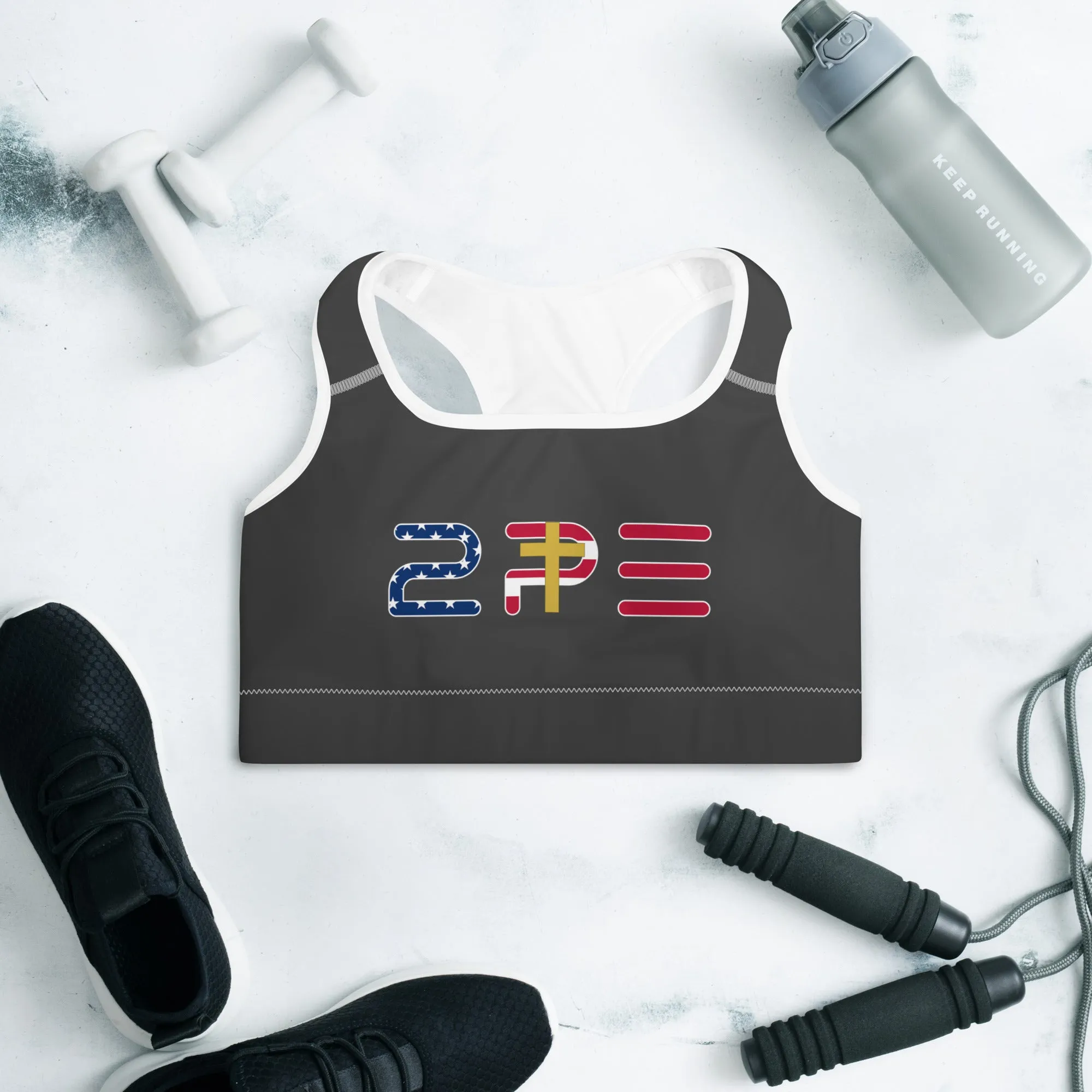 Cross and Flag Sports Bra