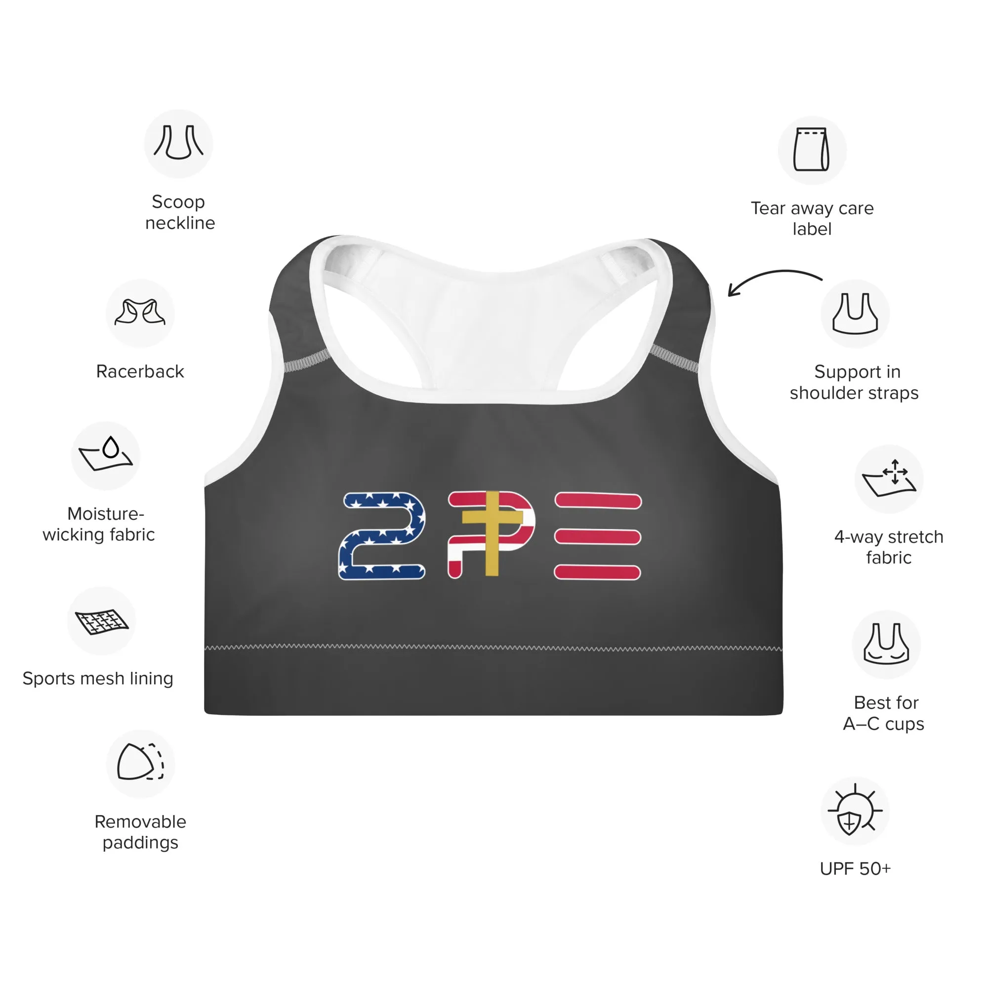 Cross and Flag Sports Bra