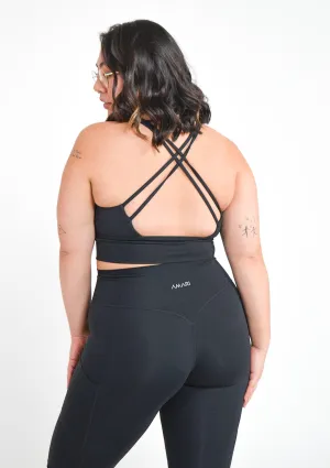 Cross Back Sports Bra - Black