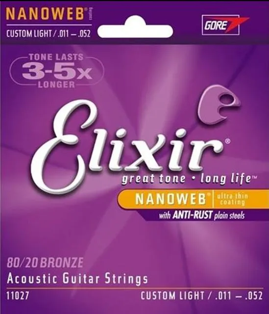 Elixir strings 010 011 012 013 Acoustic Guitar Strings elixir Nanoweb11002 11025 11027 11052 16027 16052 16102 11100 16077 16002